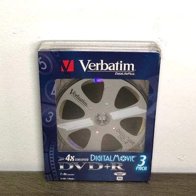 Verbatim DVD R 3 Pack Discs Digital Movie 4.7GB 120 Minutes Data Life Plus New - Image 1 of 4