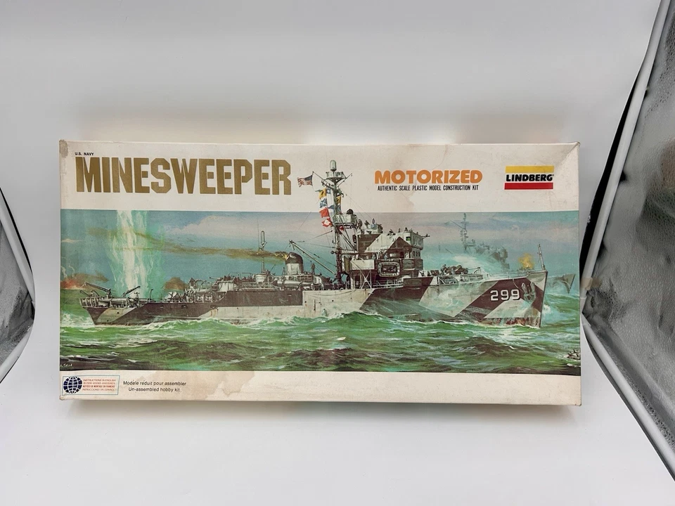 Lindberg Marina de los Estados Unidos Barco Buscaminas Modelo Kit No. CAJA ORG MOTORIZADA 765 VINTAGE Foto 1 de 4
