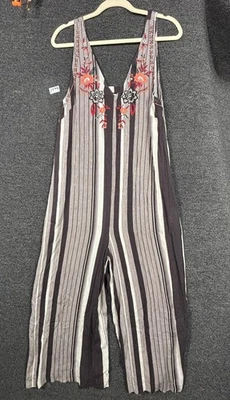 Mono para mujer Crimson & Grace mediano a rayas floral bordado rayón boho Foto 1 de 4