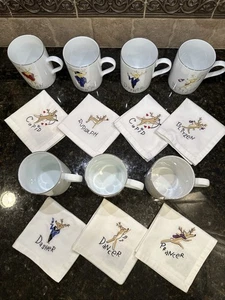 TAZAS DE CAFÉ Y SERVILLETAS DE CÓCTEL POTTERY BARN SANTA'S REINDEER ~ DESCONTINUADAS - Imagen 1 de 13