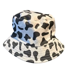 Girls Black/White Cow Print Bucket Hat One Size  - Picture 1 of 5
