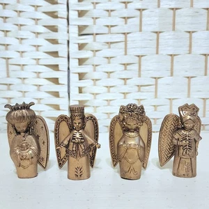 Vintage Set Of 4 Gold Angel Figurines Made In Mexico   - Picture 1 of 11