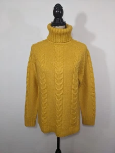 Suéter Kari Traa Tejido con Cable Cuello Tortuga Pullover Lana Pescador Naranja Amarillo S - Imagen 1 de 11