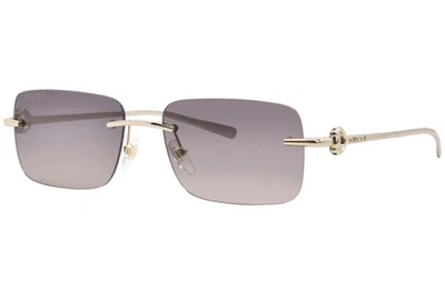 Óculos de sol masculino Gucci GG1703S 005 dourado/cinza formato retangular estilo sem aro 55mm - Imagem 1 de 4