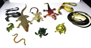Tier 10 Stück Gummispielzeug Amphibien Reptilien Schlangen Schildkröten Krokodil Eidechse - Bild 1 von 4