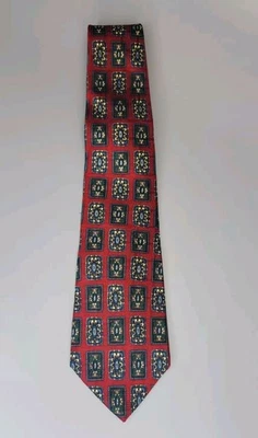 Corbata Corbata Oriental Oscar de la Renta Para Hombres SEDA ROJA AZUL Hecha en EE. UU. 59" Foto 1 de 4