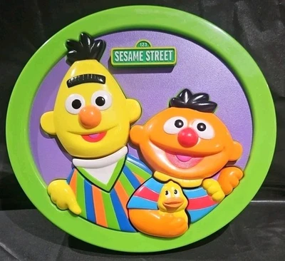 Vtg Sesame Street Puzzle Fun Plastic Bert & Ernie Baby Rubber Duckie 2000 Mattel - Image 1 of 4