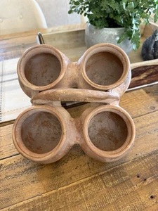 RAR! Primitive Navajo Terrakotta verbunden 4 Töpfe/Pflanzgefäße mit Griff 8”x3,5” 2 Pfund - Bild 1 von 15