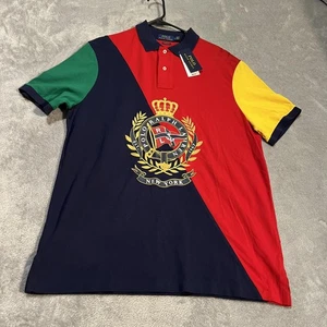 Polo Ralph Lauren Shirt Mens Large Colorblock Crest Logo Classic Fit Cotton - Picture 1 of 8
