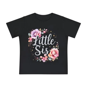 Floral Baby T-Shirt | Little Sis Tee for Newborns, Toddler Gifts, Sister [...] - Picture 1 of 5