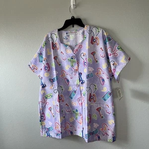 Best Medical Wear Telephones Scrub Button Front Top Size XL - Bild 1 von 1