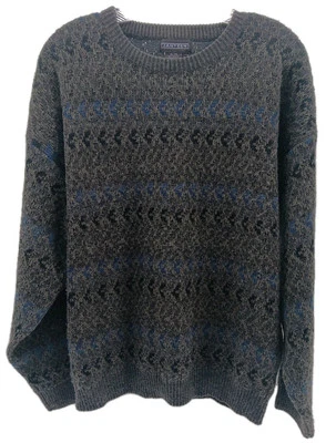 Vintage Jantzen Sweater Men's XL Gray Earth Tones Grandpa Textured Knit 90s  - Image 1 of 4