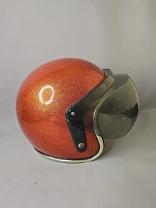 Elmetto e scudo a bolle vintage anni 70 Arthur Fulmer AF- 20/40 arancione metallo fiocco - Foto 1 di 17