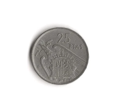 1957 Spain - 25 Pesetas - 642 - Copper Nickel - 8.5g - Image 1 of 2