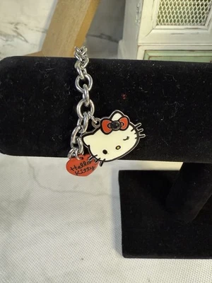 Rare Vintage Hello Kitty Girl 7” Bracelet 2 Charms Sanrio Red J19 - Image 1 of 4
