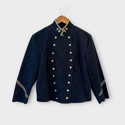Y2K Ralph Lauren Jeans Co Womens Denim Military Jacket Size XL Preppy Coastal - Image 1 of 4