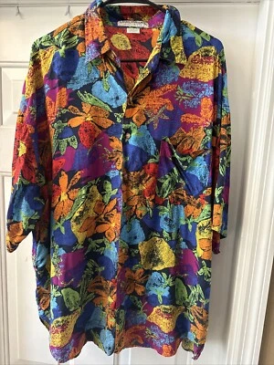 De colección Años 80-90 Hawaiano Tropical Coloridas Hojas Union Bay Talla XL Foto 1 de 4