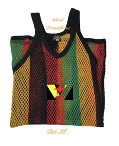 Mesh Reggae Rasta Hippie Summer Wear , Red, Green Black White Blue and Yellow - Picture 1 of 11
