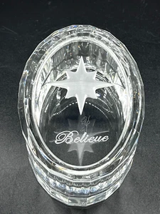 Signed Oleg Cassini Believe Star of Bethlahem Etched Crystal Lidded Trinket Box - Picture 1 of 18