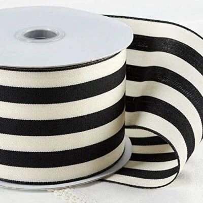 Factory Direct Craft 2-1/2" Black and White Striped Ribbon | 10 Yards