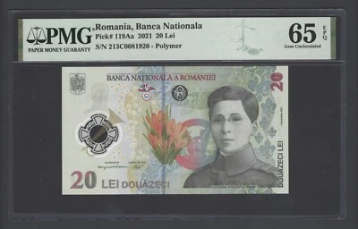 Romania 20 Lei 1-12-2021 P119Aa Uncirculated Grade 65 - Image 1 of 2