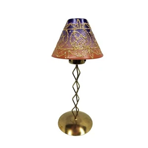 Candelabros votivos vintage de latón pintado pantalla de vidrio tema navideño - Imagen 1 de 3