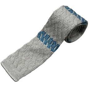 Corbata de punto Ron Chereskin 100 % algodón hecha en EE. UU. cuadrada plateada azul - Imagen 1 de 4