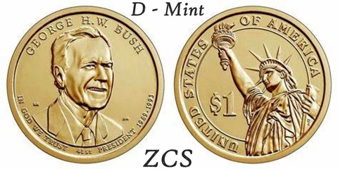2020 D George H.W. Bush 41st Presidential Golden Dollars U.S. Mint Money Coin Cover