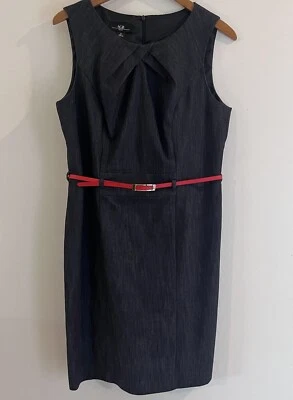 Vestido Vaina ABG Cinturón Talla 12 Denim Like Oficina Profesional Conservador Foto 1 de 4