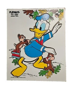 Playskool Paperino Puzzle Disney Chip Dale 190-02 Legno Bambino 9 Pezzi VINTAGE - Foto 1 di 10