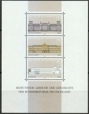 Germany 1986 MNH Mi Block 20 Sc 1466 Historic buildings  Reichstag, Berlin ** - Image 1 of 2