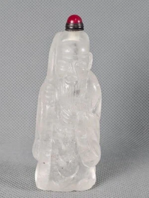 Китайский резной натуральный хрустальный табакерка «Guant Yu» - Изображение 1 из 4