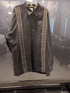 Cubavera XLT Long Sleeve Black Shirt With Embroidery - Picture 1 of 7