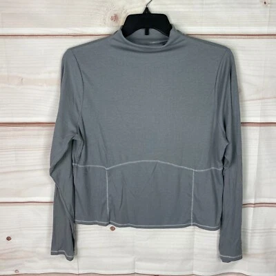 Old Navy Top Womens 2X Gray Ultra Lite Ribbed Knit T-Shirt Mock Neck Long Sleeve - Image 1 of 4