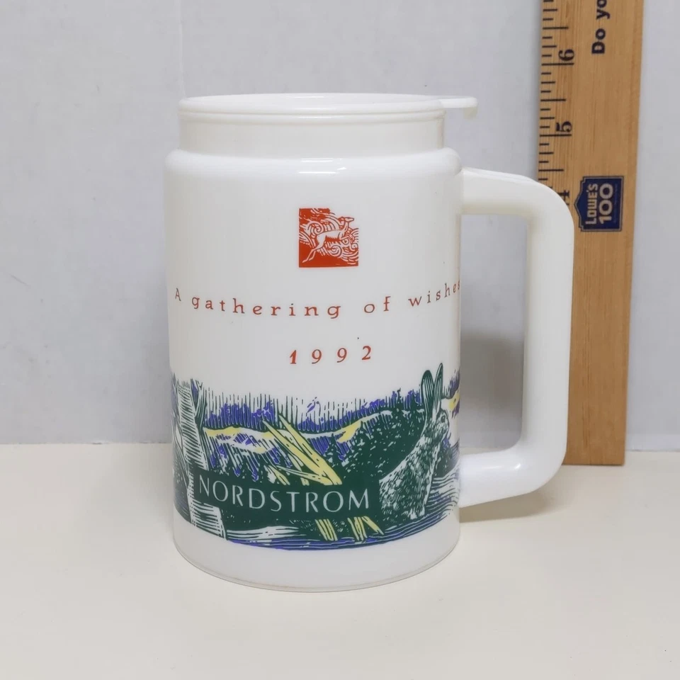 Taza Whirley Nordstrom A Gathering of Wishes 1992 taza de café de plástico de colección EE. UU. Foto 1 de 4