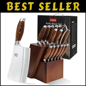 Forged 17-Piece Kitchen Knife Set with Shears & Block - Perfect Culinary Gift - Picture 1 of 11