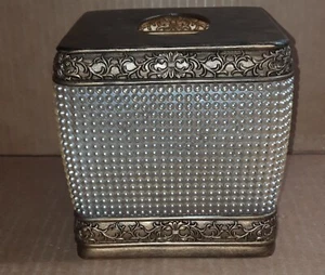 Tissue Box Cover Square Resin Beaded with Scrolls - Picture 1 of 6