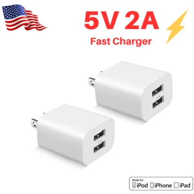 Dual Port USB Fast Wall Charger Block Power Adapter Cube For iPhone iPad Android - Image 1 of 4