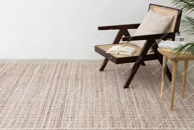 1.8x2.7m Hand Gewebt Hippie Bereich Wolle Teppiche Indisch Brown Kariert Teppich - Bild 1 von 4