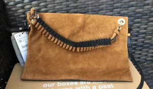 BNWT ZARA TAN real SUEDE LEATHER HAND SHOULDER AND CLUTCH BAG. - Picture 1 of 11