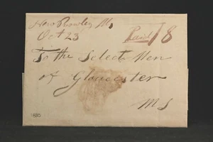 Massachusetts: New Rowley 1830 Stampless Cover, Ms & Paid 18, RARE DPO Essex Co - Picture 1 of 4