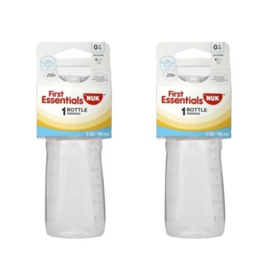 Детская бутылочка Gerber First Essentials NUK Slow Flow с силиконовыми сосками 5 унций 2 шт. - Изображение 1 из 3