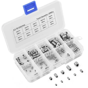 Screws 200 PCS M3/M4/M5/M6/M8 Stainless Steel 304 Hex Socket Set Screws Combina - Picture 1 of 5