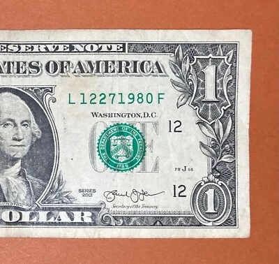 December 27, 1980 (L 12271980 F) Birthday Note $1 One Dollar Bill - Image 1 of 3
