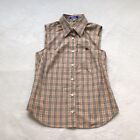 Burberry Nova Check Sleeveless Shirt Beige Blouse Cotton Women Size 38/S-M Used