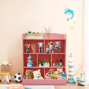 Organizador de almacenamiento de juguetes para niños de 4 niveles estantería para sala de juegos rosa - Imagen 1 de 14