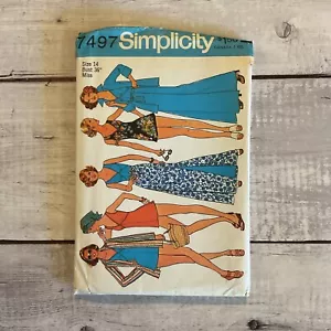 Simplicity 7497 Sewing Pattern Swimsuit Wrap Maxi Skirt Jacket Size 14 UNCUT - Picture 1 of 5