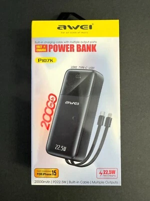 Banco de alimentación Awei P107K 5 en 1 20000 mAh tipo C y cable de carga 22,5 W carga rápida Foto 1 de 3