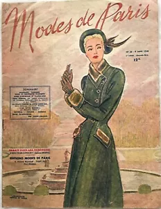 Modes de Paris n° 58 du 9 Janvier 1948 ancienne revue couture mode pour femme - Imagen 1 de 4