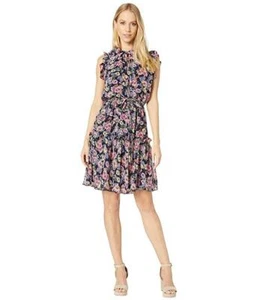 Nicole Miller 292420 Ruffle Floral Dress (Navy Multi) Women's Dress, Size 14 - Picture 1 of 5